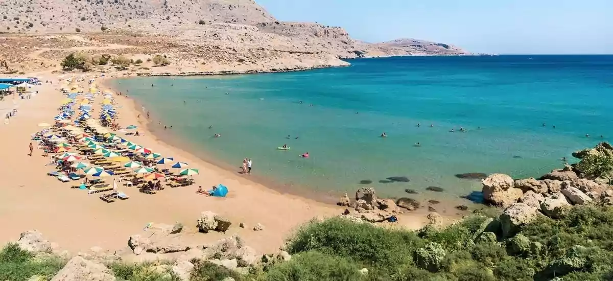 Lindos Megali Paralia beach Rhodes
